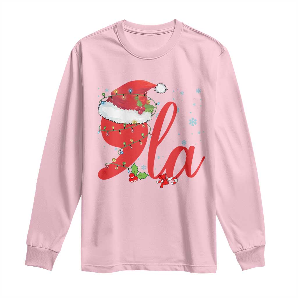 Funny Christmas Kamala Long Sleeve Shirt Comma La Harris Santa Hat TS09 Light Pink Print Your Wear
