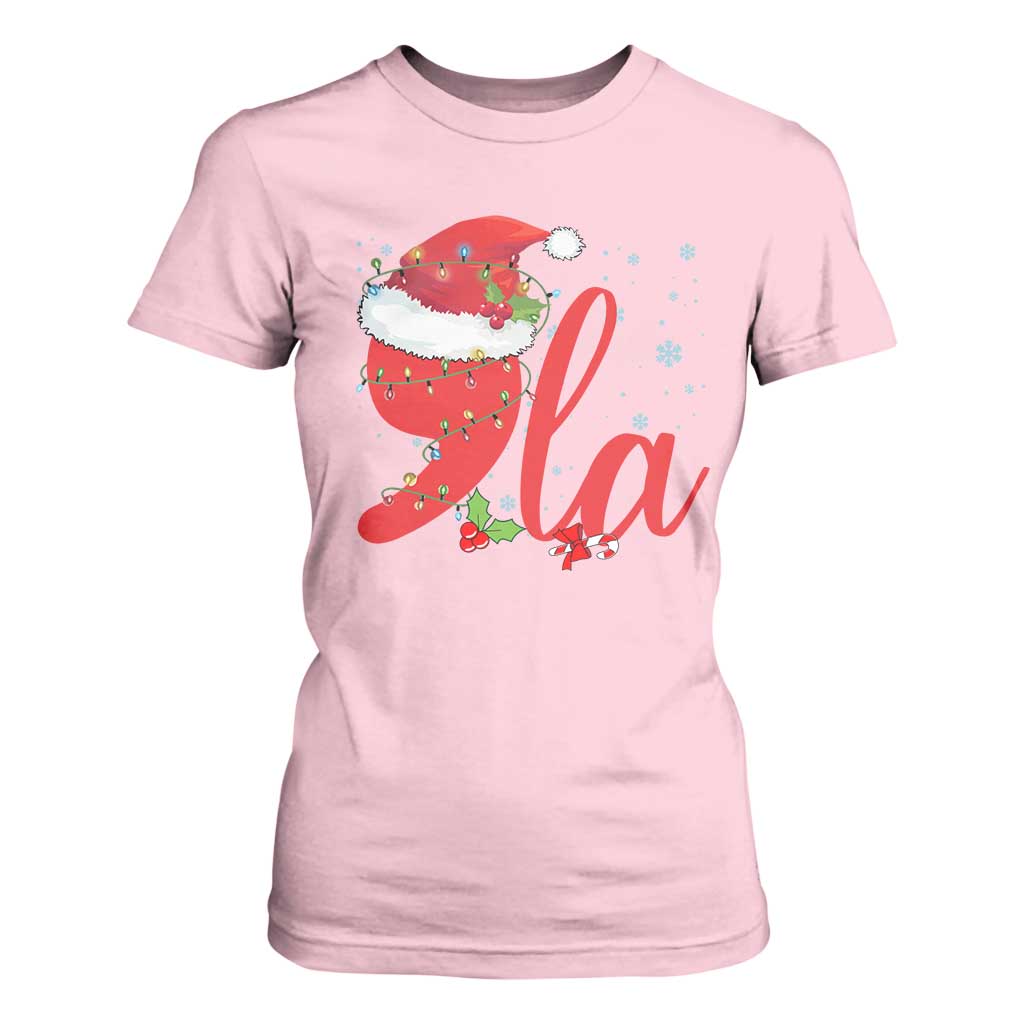 Funny Christmas Kamala T Shirt For Women Comma La Harris Santa Hat TS09 Light Pink Print Your Wear