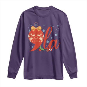 Funny Christmas Kamala Long Sleeve Shirt Comma La Harris Bauble TS09 Purple Print Your Wear