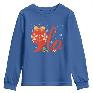 Funny Christmas Kamala Youth Sweatshirt Comma La Harris Bauble TS09 Royal Blue Print Your Wear