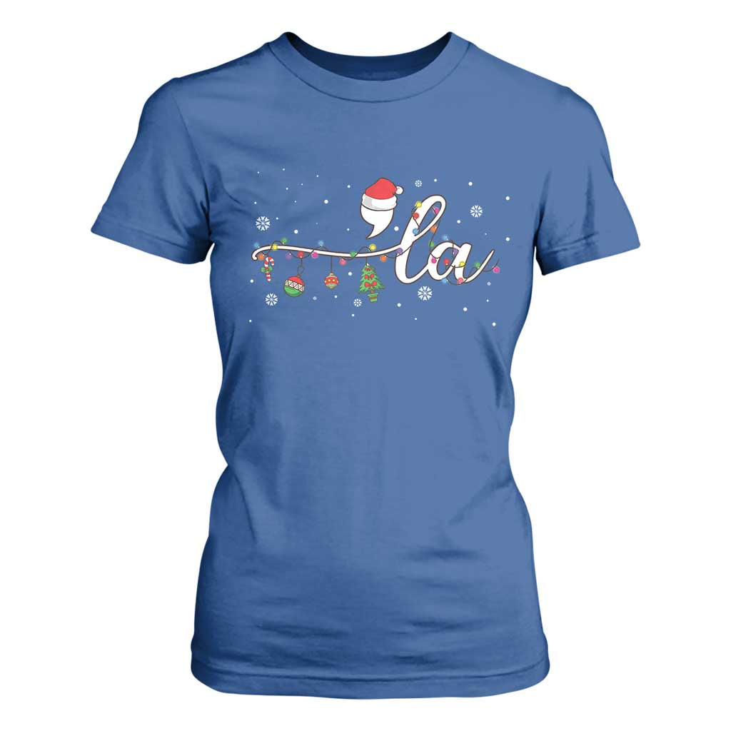 Funny Christmas Kamala T Shirt For Women Comma La Harris Christmas Tree TS09 Royal Blue Print Your Wear
