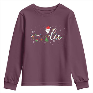 Funny Christmas Kamala Youth Sweatshirt Comma La Harris Christmas Tree TS09 Maroon Print Your Wear
