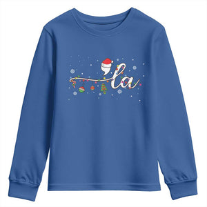 Funny Christmas Kamala Youth Sweatshirt Comma La Harris Christmas Tree TS09 Royal Blue Print Your Wear