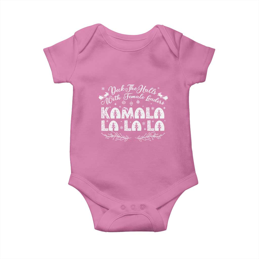 Funny Christmas Kamala Baby Onesie Deck The Halls With Female Leaders Madam President TS09 Azalea Print Your Wear