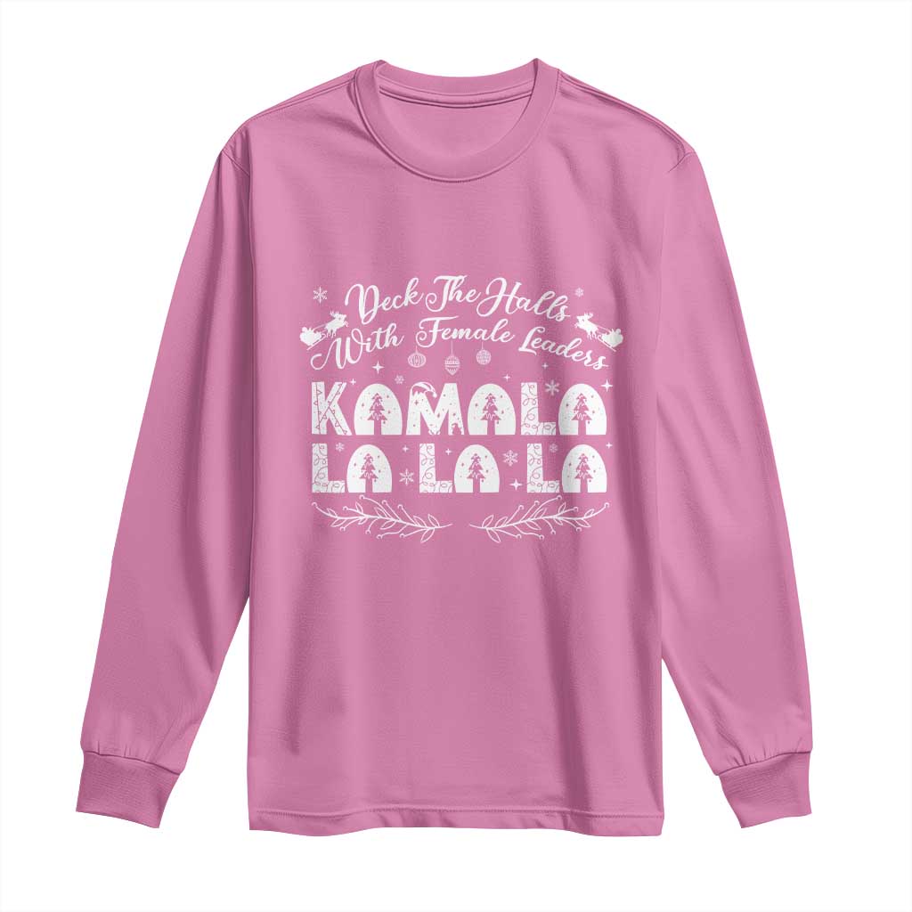 Funny Christmas Kamala Long Sleeve Shirt Deck The Halls With Female Leaders Madam President TS09 Azalea Print Your Wear