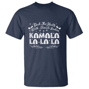 Funny Christmas Kamala T Shirt Deck The Halls With Female Leaders Madam President TS09 Navy Print Your Wear