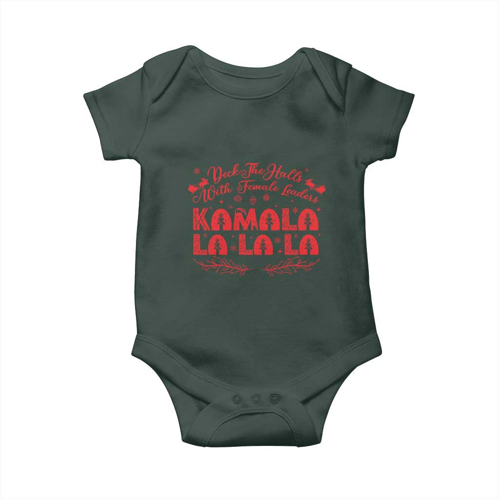 Funny Christmas Kamala Baby Onesie Deck The Halls With Female Leaders Harris President TS09 Print Your Wear