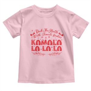 Funny Christmas Kamala Baby Shirt Deck The Halls With Female Leaders Harris President TS09 Light Pink Print Your Wear