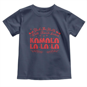 Funny Christmas Kamala Baby Shirt Deck The Halls With Female Leaders Harris President TS09 Navy Print Your Wear