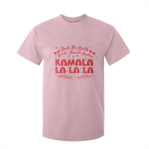 Funny Christmas Kamala T Shirt For Kid Deck The Halls With Female Leaders Harris President TS09 Light Pink Print Your Wear