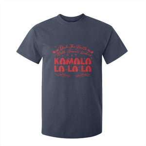 Funny Christmas Kamala T Shirt For Kid Deck The Halls With Female Leaders Harris President TS09 Navy Print Your Wear