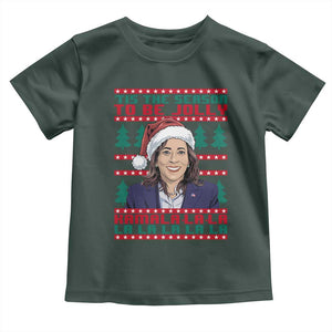 Funny Christmas Kamala Baby Shirt Tis The Season To Be Jolly Kamala La La TS09 Dark Forest Green Print Your Wear