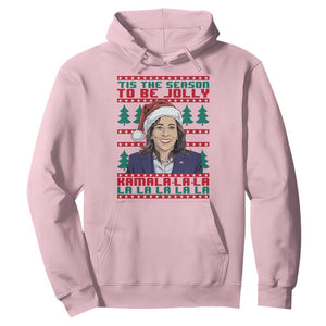 Funny Christmas Kamala Hoodie Tis The Season To Be Jolly Kamala La La TS09 Light Pink Print Your Wear