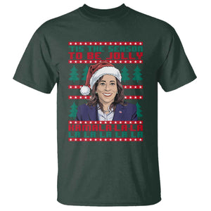 Funny Christmas Kamala T Shirt Tis The Season To Be Jolly Kamala La La TS09 Dark Forest Green Print Your Wear