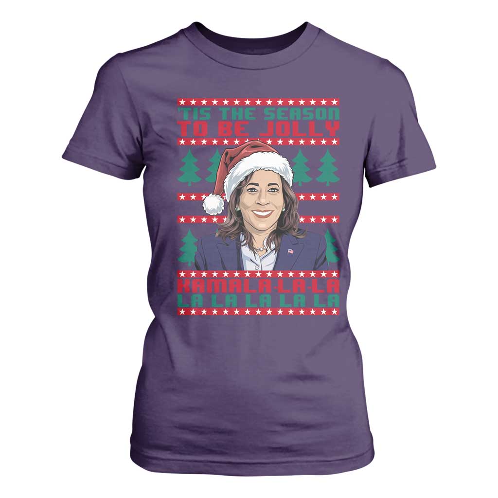 Funny Christmas Kamala T Shirt For Women Tis The Season To Be Jolly Kamala La La TS09 Purple Print Your Wear