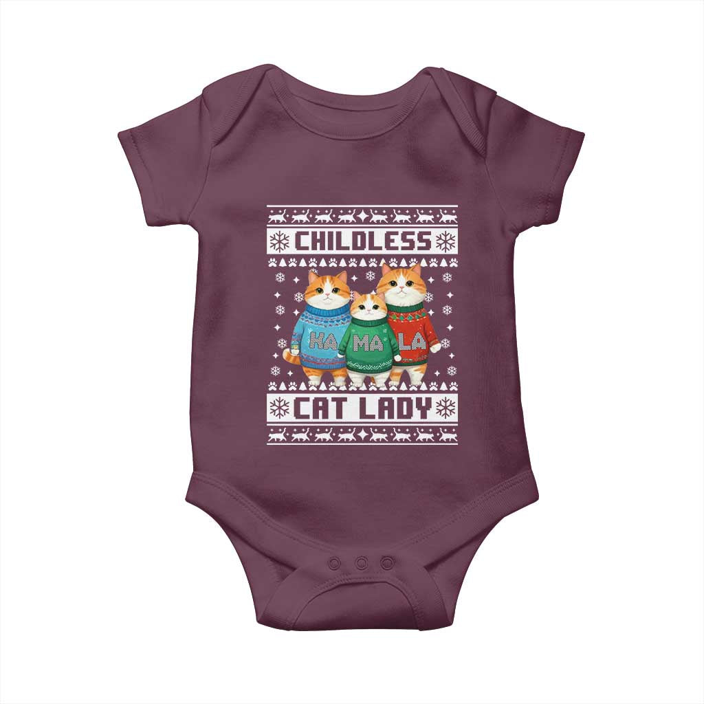 Christmas Childless Cat Lady Baby Onesie Cute Cats Cat Mom Meowy Xmas Kamala 2024 TS09 Maroon Print Your Wear