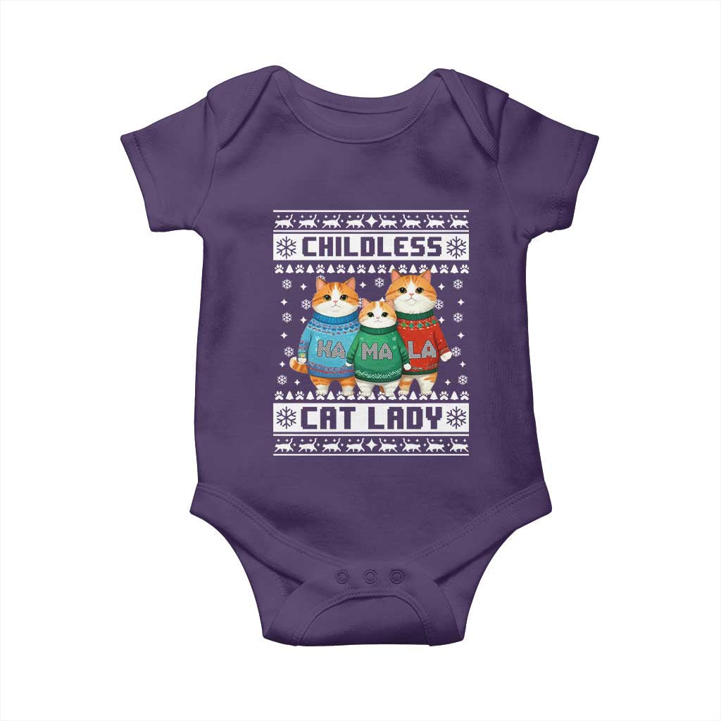 Christmas Childless Cat Lady Baby Onesie Cute Cats Cat Mom Meowy Xmas Kamala 2024 TS09 Purple Print Your Wear