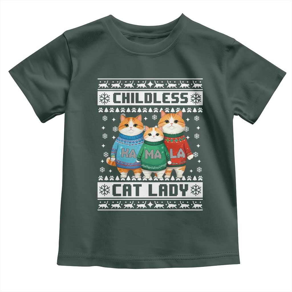 Christmas Childless Cat Lady Baby Shirt Cute Cats Cat Mom Meowy Xmas Kamala 2024 TS09 Dark Forest Green Print Your Wear