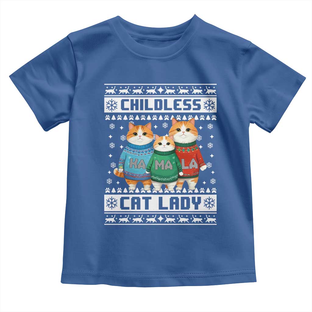 Christmas Childless Cat Lady Baby Shirt Cute Cats Cat Mom Meowy Xmas Kamala 2024 TS09 Royal Blue Print Your Wear