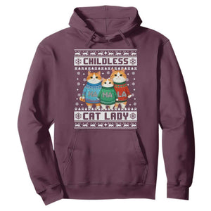 Christmas Childless Cat Lady Hoodie Cute Cats Cat Mom Meowy Xmas Kamala 2024 TS09 Maroon Print Your Wear