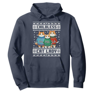 Christmas Childless Cat Lady Hoodie Cute Cats Cat Mom Meowy Xmas Kamala 2024 TS09 Navy Print Your Wear