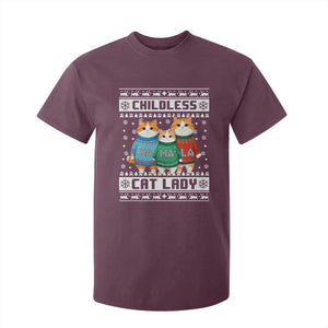 Christmas Childless Cat Lady T Shirt For Kid Cute Cats Cat Mom Meowy Xmas Kamala 2024 TS09 Maroon Print Your Wear