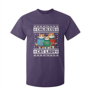 Christmas Childless Cat Lady T Shirt For Kid Cute Cats Cat Mom Meowy Xmas Kamala 2024 TS09 Purple Print Your Wear