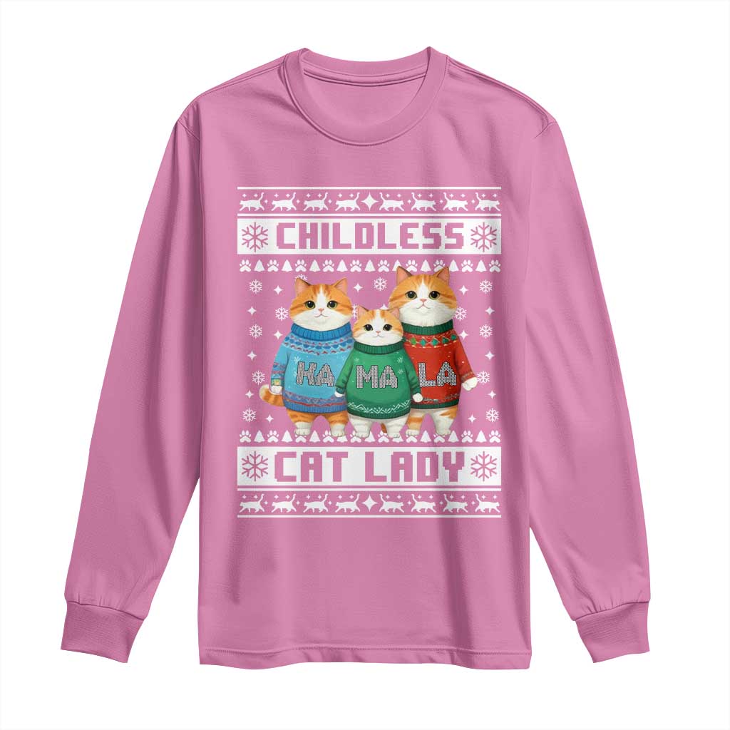 Christmas Childless Cat Lady Long Sleeve Shirt Cute Cats Cat Mom Meowy Xmas Kamala 2024 TS09 Azalea Print Your Wear