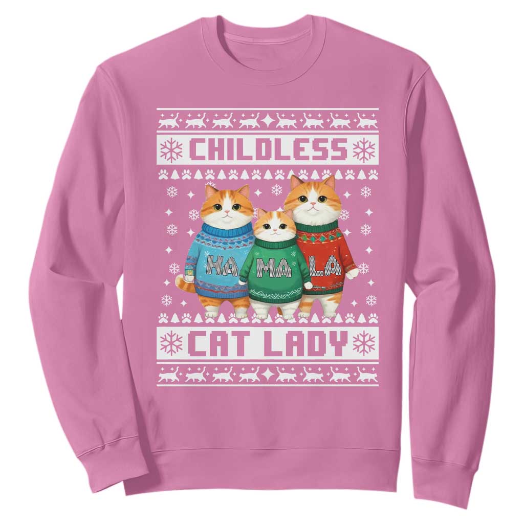 Christmas Childless Cat Lady Sweatshirt Cute Cats Cat Mom Meowy Xmas Kamala 2024 TS09 Azalea Print Your Wear