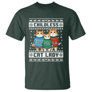 Christmas Childless Cat Lady T Shirt Cute Cats Cat Mom Meowy Xmas Kamala 2024 TS09 Dark Forest Green Print Your Wear