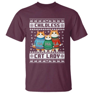 Christmas Childless Cat Lady T Shirt Cute Cats Cat Mom Meowy Xmas Kamala 2024 TS09 Maroon Print Your Wear