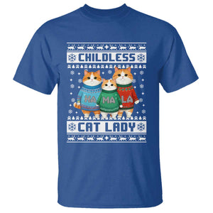 Christmas Childless Cat Lady T Shirt Cute Cats Cat Mom Meowy Xmas Kamala 2024 TS09 Royal Blue Print Your Wear