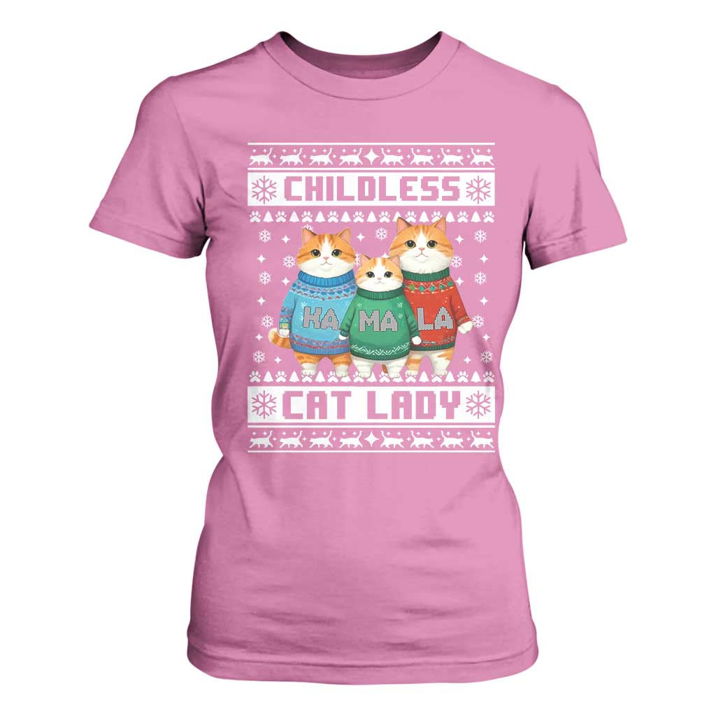 Christmas Childless Cat Lady T Shirt For Women Cute Cats Cat Mom Meowy Xmas Kamala 2024 TS09 Azalea Print Your Wear