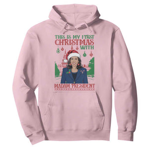Xmas Kamala 2024 Hoodie This Is My First Christmas With Madam President TS09 Light Pink Print Your Wear