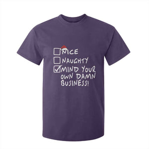 Funny Christmas T Shirt For Kid Naughty Nice Mind Your Own Damn Business TS09 Purple Print Your Wear