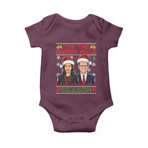 Christmas 'Tis The Harris Walz Season Baby Onesie TS09 Maroon Print Your Wear