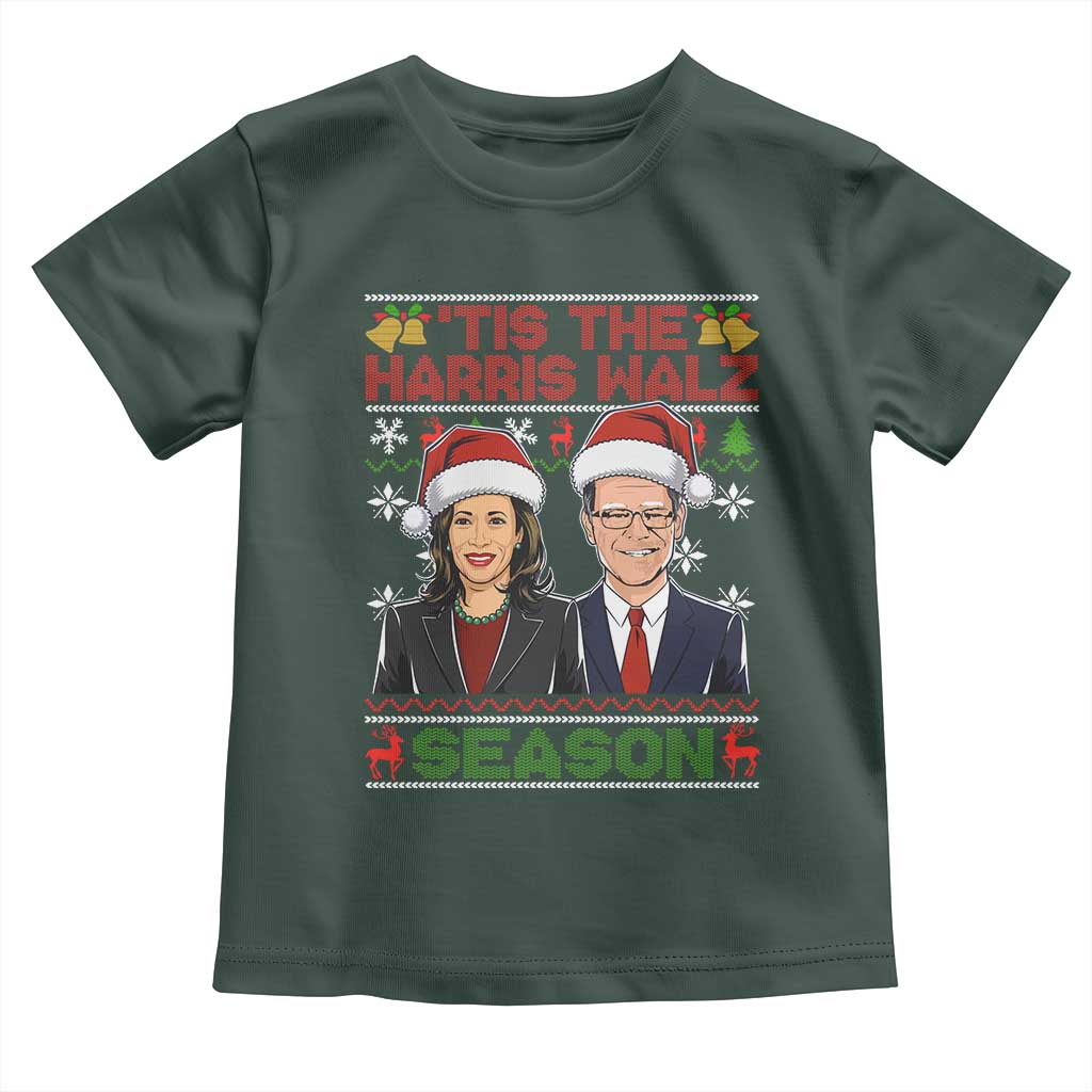 Christmas 'Tis The Harris Walz Season Baby Shirt TS09 Dark Forest Green Print Your Wear