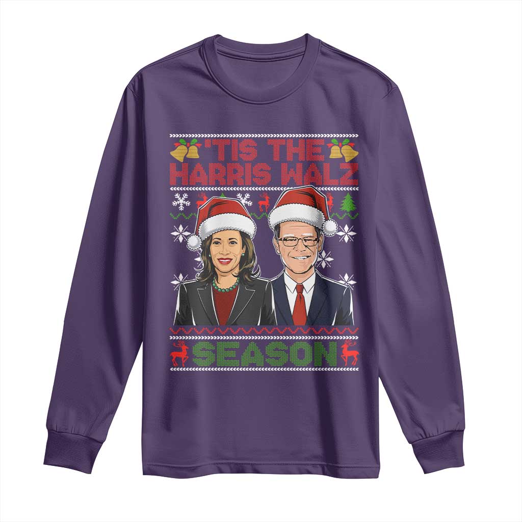 Christmas 'Tis The Harris Walz Season Long Sleeve Shirt TS09 Purple Print Your Wear