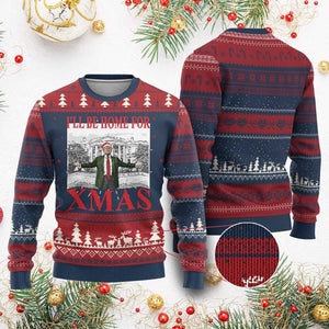 Funny Xmas Trump Ugly Christmas Sweater I'll Be Home For Xmas TS09 Burgundy Print Your Wear