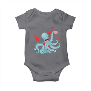 Valentine's Day Baby Onesie Octopus With Heart Balloons Cute Love Letter TS09 Charcoal Print Your Wear