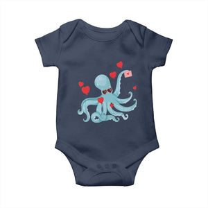 Valentine's Day Baby Onesie Octopus With Heart Balloons Cute Love Letter TS09 Navy Print Your Wear
