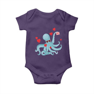 Valentine's Day Baby Onesie Octopus With Heart Balloons Cute Love Letter TS09 Purple Print Your Wear