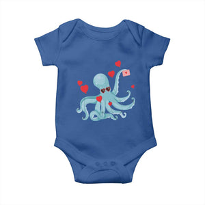 Valentine's Day Baby Onesie Octopus With Heart Balloons Cute Love Letter TS09 Royal Blue Print Your Wear