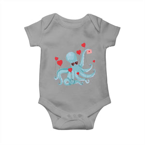 Valentine's Day Baby Onesie Octopus With Heart Balloons Cute Love Letter TS09 Sport Gray Print Your Wear
