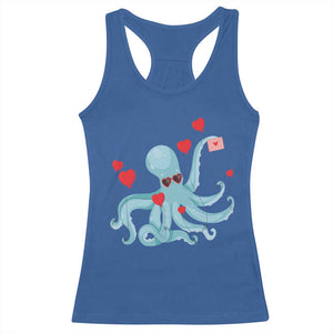 Valentine's Day Racerback Tank Top Octopus With Heart Balloons Cute Love Letter TS09 Royal Blue Print Your Wear