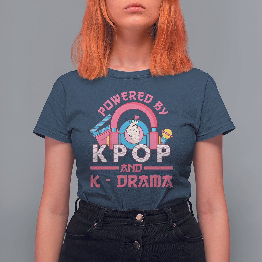 Powered by K-pop and K-Drama Korena Lover T Shirt For Women TS09 Navy Printyourwear