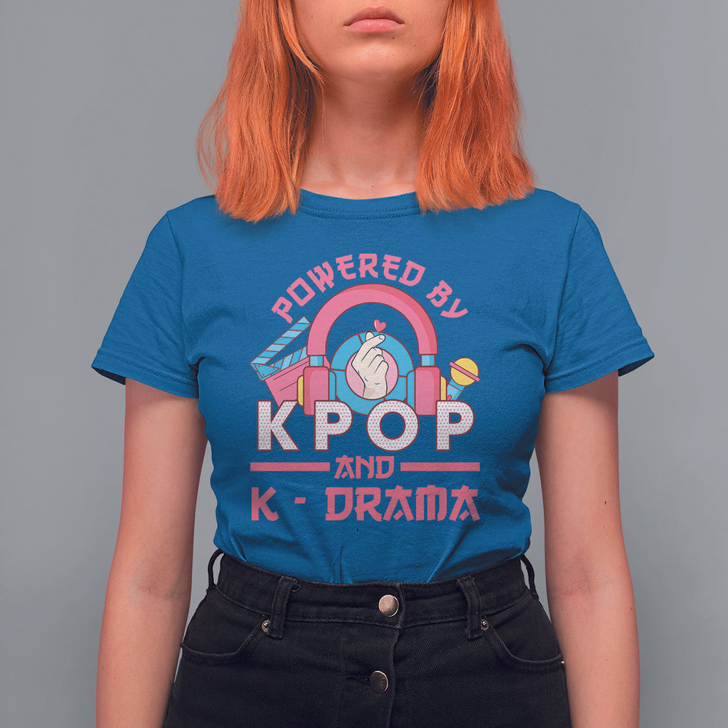 Powered by K-pop and K-Drama Korena Lover T Shirt For Women TS09 Royal Blue Printyourwear