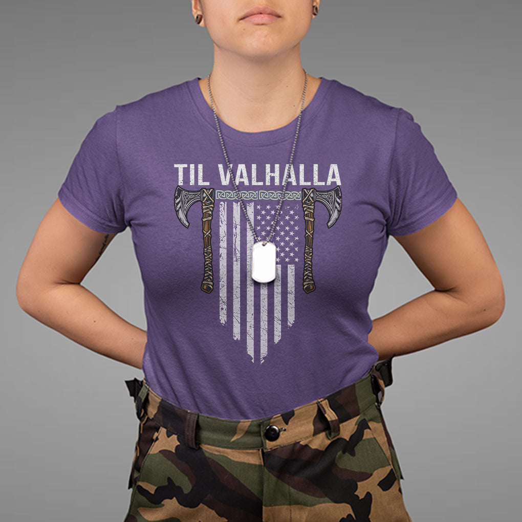 Viking T Shirt Til Valhalla American Axe Flag Norse Mythology TS09 Purple Printyourwear