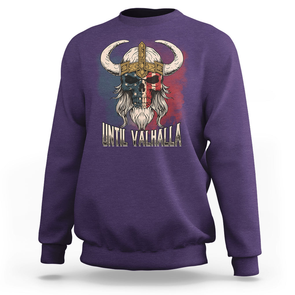 Viking Sweatshirt Until Valhalla US Flag Vintage Mythology TS09 Purple Printyourwear