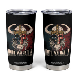 Viking Tumbler Cup Until Valhalla US Flag Vintage Mythology TS09 Black Print Your Wear